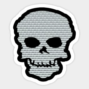 Binary Skull Hacker Sticker